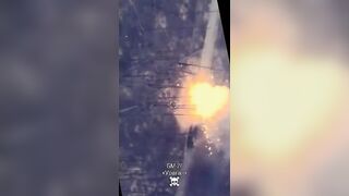 Engaged rocket from Uragan cluster artillery pierced right through pedoruzzia vehicle