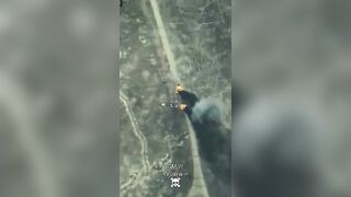 Engaged rocket from Uragan cluster artillery pierced right through pedoruzzia vehicle