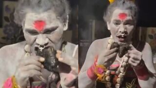 Sicko Eats Burnt Human Flesh At Cremation Ground During Tantric Ritual
