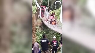 Hanging Bridge Collapses During Inauguration In Indonesia