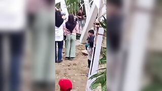 Hanging Bridge Collapses During Inauguration In Indonesia