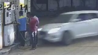 Teen Driver Hits Four At The Gas Station In India