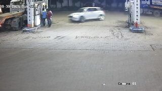 Teen Driver Hits Four At The Gas Station In India