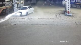 Teen Driver Hits Four At The Gas Station In India