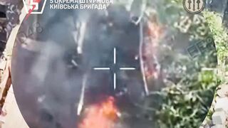 UAF drone finishes burning alive ruzzian invader