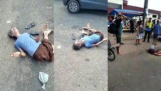 OLD WOMAN RAN OVER BY TRUCK