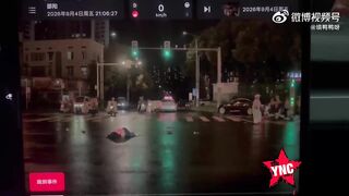 Red Light Running SUV Crushes Pedestrians At Zebra Crossing
