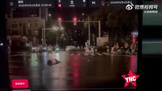 Red Light Running SUV Crushes Pedestrians At Zebra Crossing