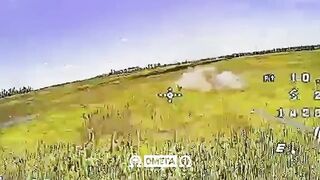Corpse of ruzzian faggot flies of to 15 meters from a Omega drone.