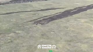 Corpse of ruzzian faggot flies of to 15 meters from a Omega drone.