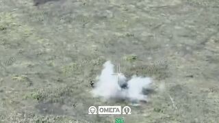 Corpse of ruzzian faggot flies of to 15 meters from a Omega drone.