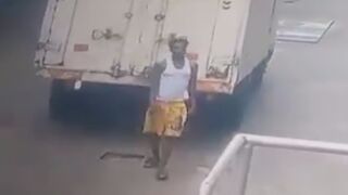 Jaywalker Gets Crushed To Death By Reversing Truck