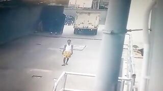 Jaywalker Gets Crushed To Death By Reversing Truck