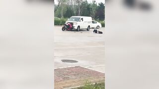 Motorcyclist Screams In Pain After Brutal Impact