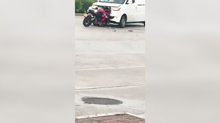 Motorcyclist Screams In Pain After Brutal Impact