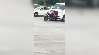Motorcyclist Screams In Pain After Brutal Impact