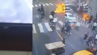 Crazyman Take A Bath With Gasoline And Burns In Fire