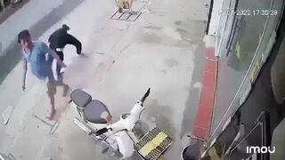 CLASSIC Man Walks Calmly And Someone Chops Off His Foot With A Machete.