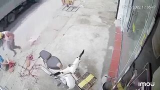 CLASSIC Man Walks Calmly And Someone Chops Off His Foot With A Machete.
