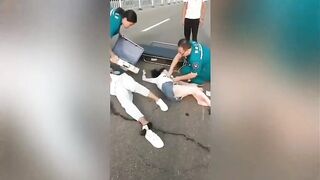 CLASSIC Man Crashes Into A Female Runner On A Highway, Both Injured.