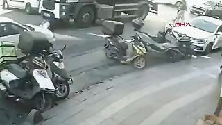 Woman Not Paying Attention While Crossing The Road & Got Crushed By Truck