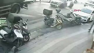 Woman Not Paying Attention While Crossing The Road & Got Crushed By Truck