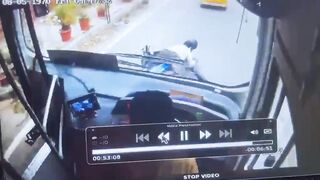 Woman Riding Motorcycle Run Over, Killed By Bus In India