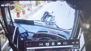 Woman Riding Motorcycle Run Over, Killed By Bus In India