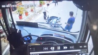 Woman Riding Motorcycle Run Over, Killed By Bus In India