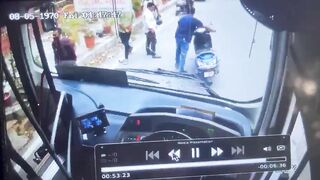 Woman Riding Motorcycle Run Over, Killed By Bus In India