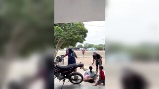 Moment Woman Shot By Stray Bullet When Gunman Opens Fire Killing Four