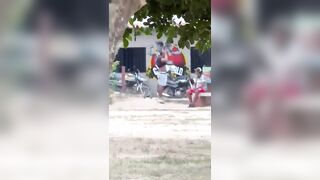 Moment Woman Shot By Stray Bullet When Gunman Opens Fire Killing Four