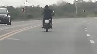 Motorcyclist Enters The Opposite Lane, Injured In Head On Collision