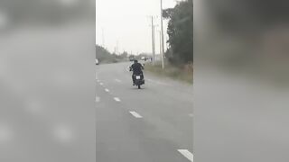 Motorcyclist Enters The Opposite Lane, Injured In Head On Collision