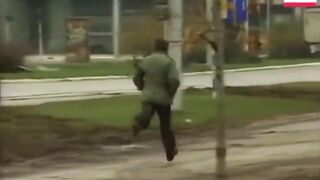 A French UN peacekeeper is killed by a Serb sniper. Sarajevo, Bosnia 1995