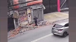 Old Man Dies After Concrete Structure Suddenly Detaches From Building In Sao Paulo