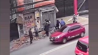 Old Man Dies After Concrete Structure Suddenly Detaches From Building In Sao Paulo
