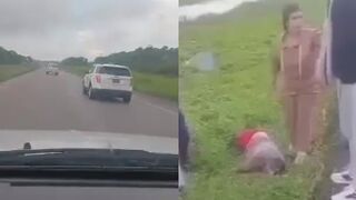 Mitsubishi Truck Overturns Killing One