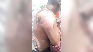 Two injured after Ganesh idol comes in contact with power lines