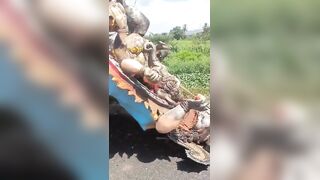 Two injured after Ganesh idol comes in contact with power lines