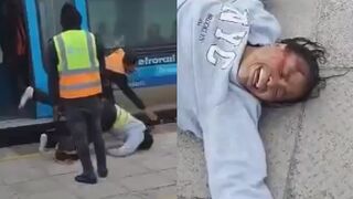 Mean Woman Dropped After Fghting With Train Passengers And Refusing to Leave