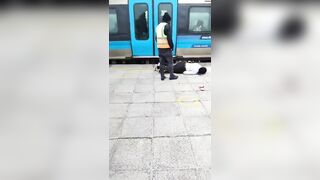 Mean Woman Dropped After Fghting With Train Passengers And Refusing to Leave