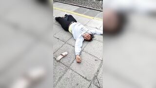 Mean Woman Dropped After Fghting With Train Passengers And Refusing to Leave