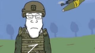 Dirty katsap, watching the Ukr drone, spreads arms and accepted his death
