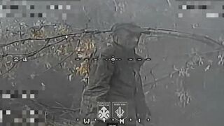 Dirty katsap, watching the Ukr drone, spreads arms and accepted his death