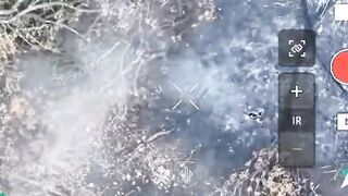 Dirty katsap, watching the Ukr drone, spreads arms and accepted his death