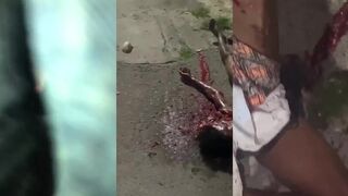 CLASSIC Black guy got brutally chopped in the head.