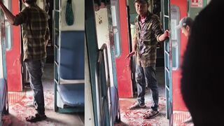 Indian man gets a hole in his neck on train