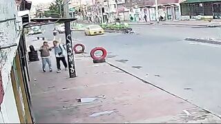 Taxi Causes Frweaky Accident In Bogota