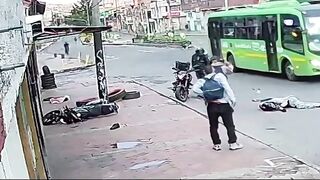 Taxi Causes Frweaky Accident In Bogota